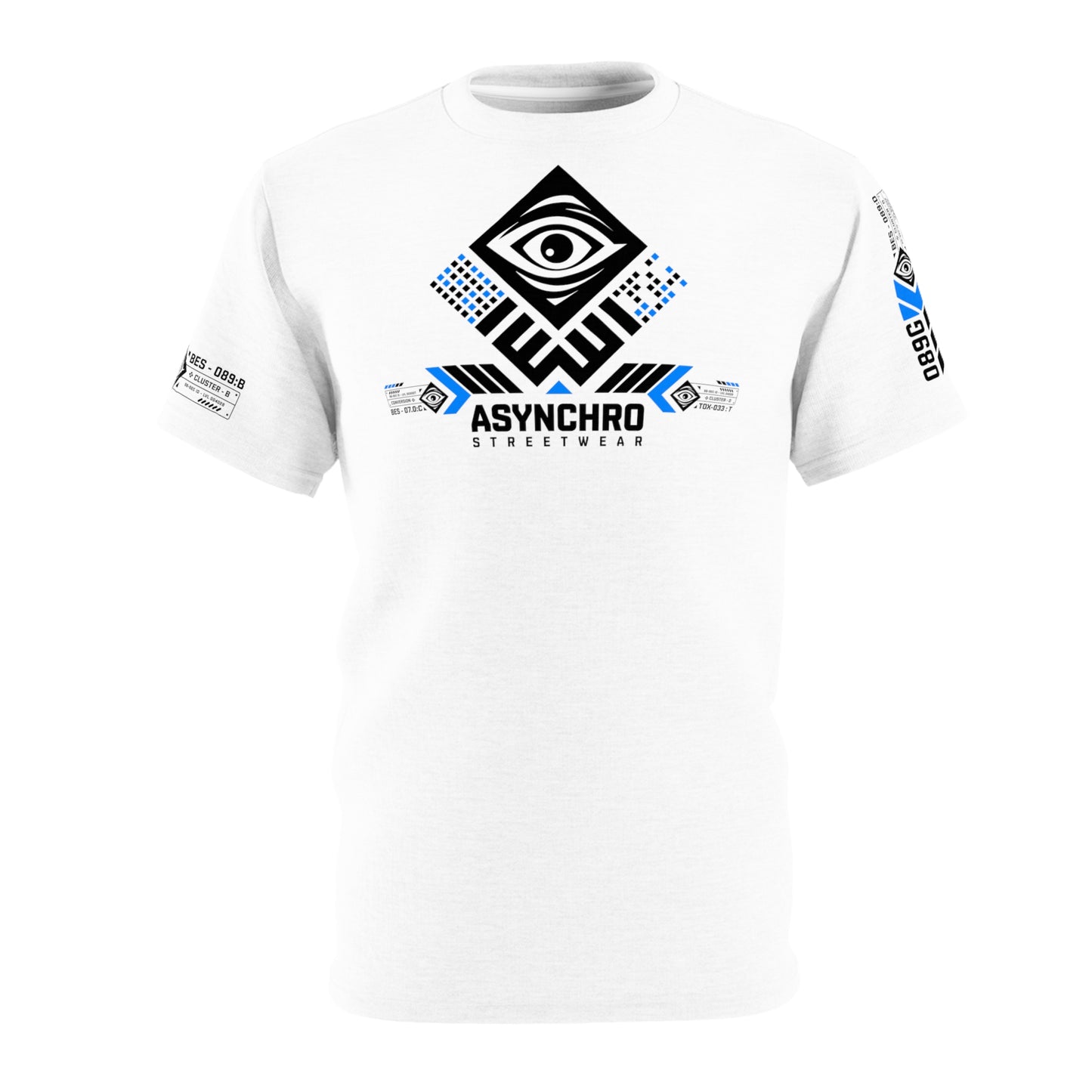 04 White Black and Blue - Unisex Cut & Sew Tee (AOP)