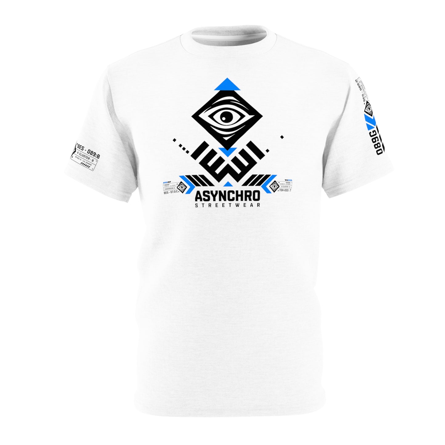 01 White Black and Blue - Unisex Cut & Sew Tee (AOP)