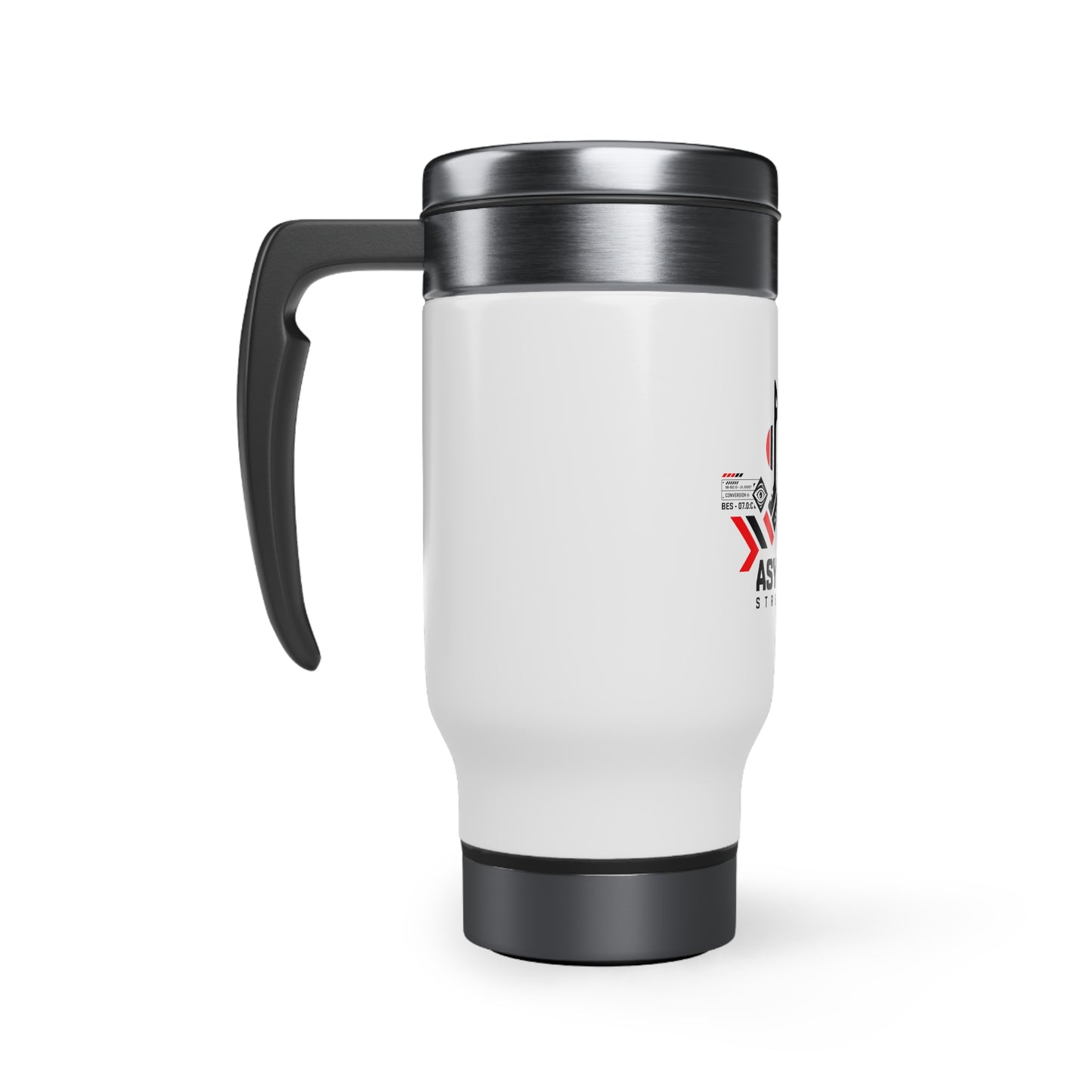 01 Asynchro Streetwear Stainless Steel Travel Mug with Handle, 14oz