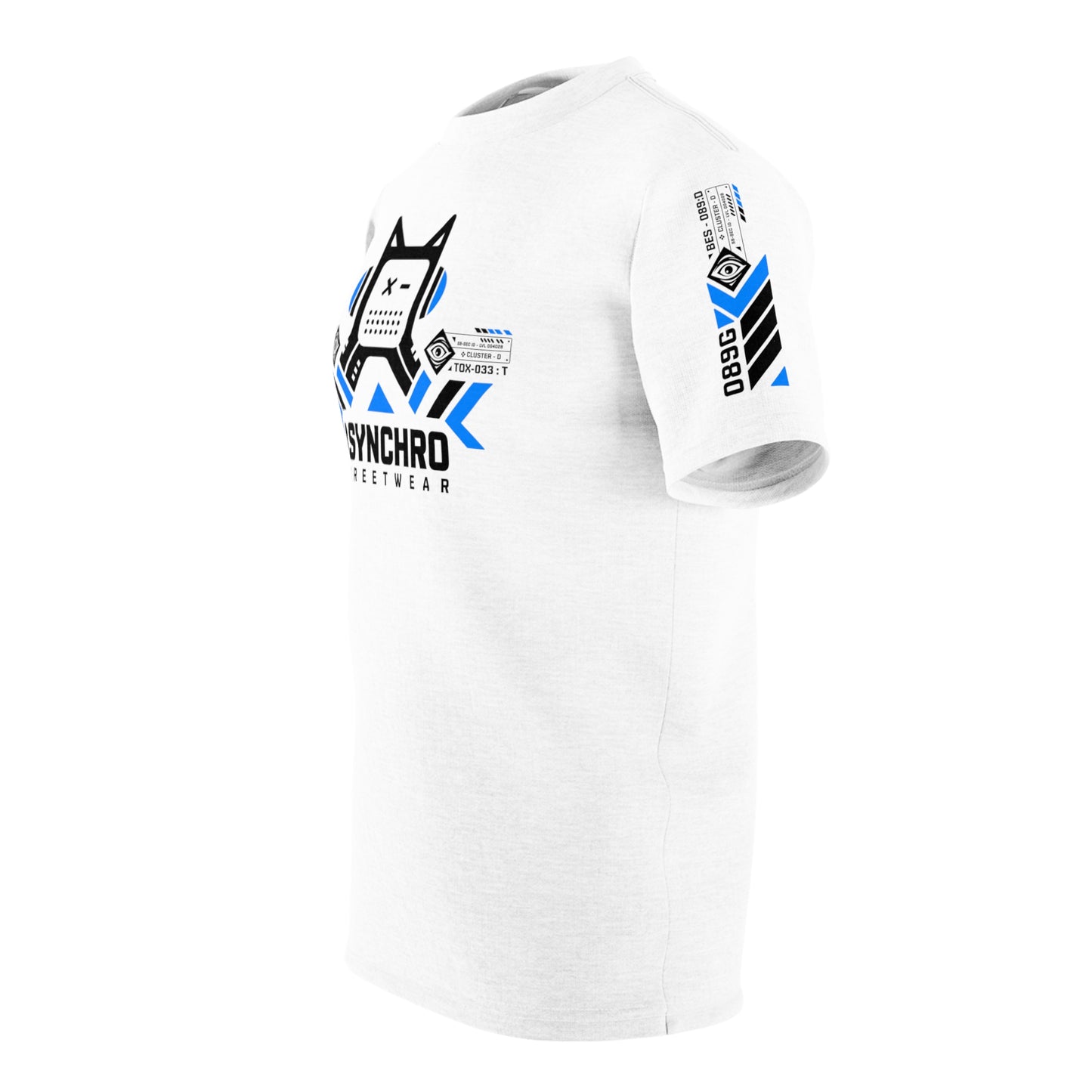 01 Kitty White Black and Blue - Unisex Cut & Sew Tee (AOP)