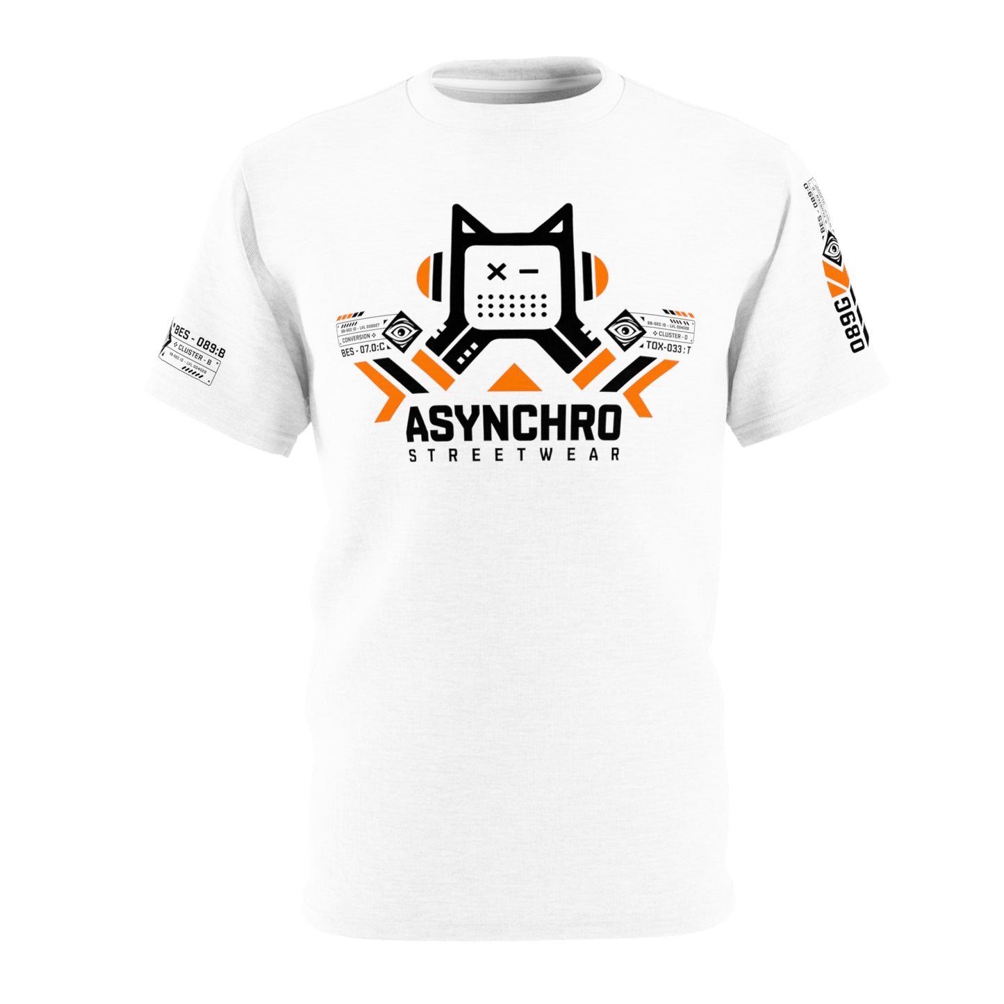 02 Kitty White Black and Orange - Unisex Cut & Sew Tee (AOP)