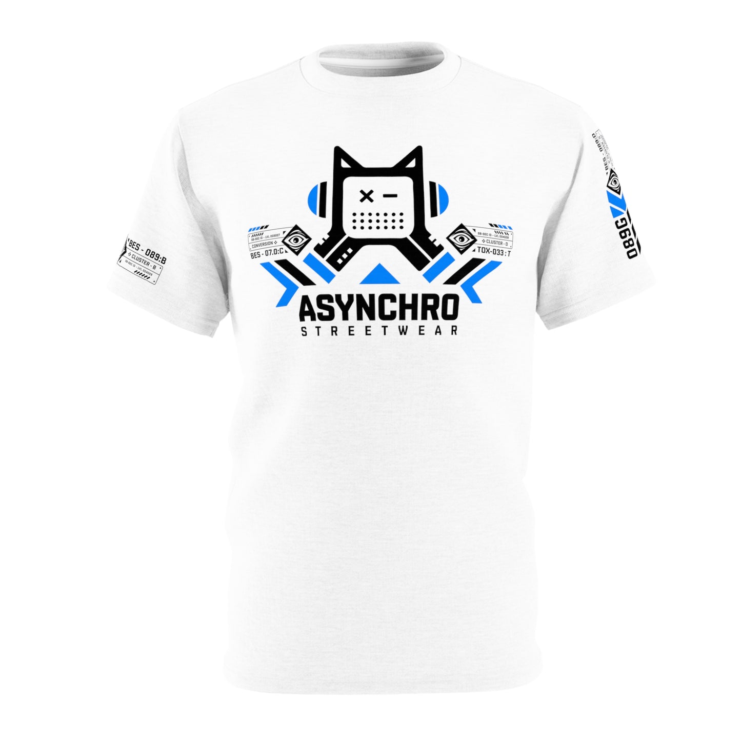 01 Kitty White Black and Blue - Unisex Cut & Sew Tee (AOP)